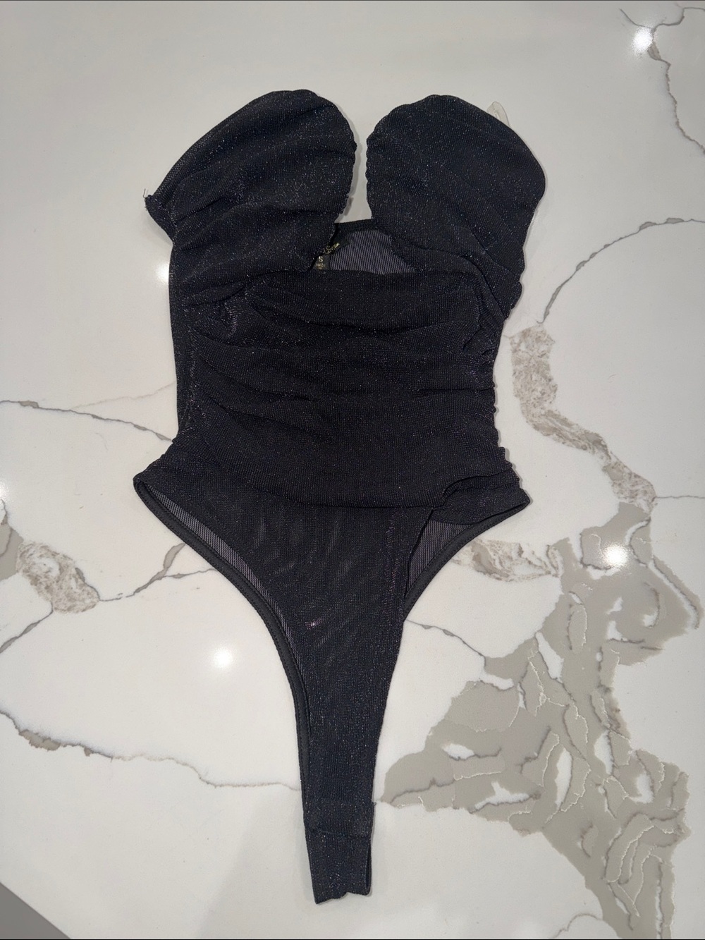 Sparkle Strapless Black Bodysuit